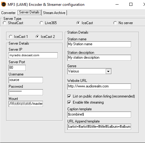 sam encoder centova cast setup